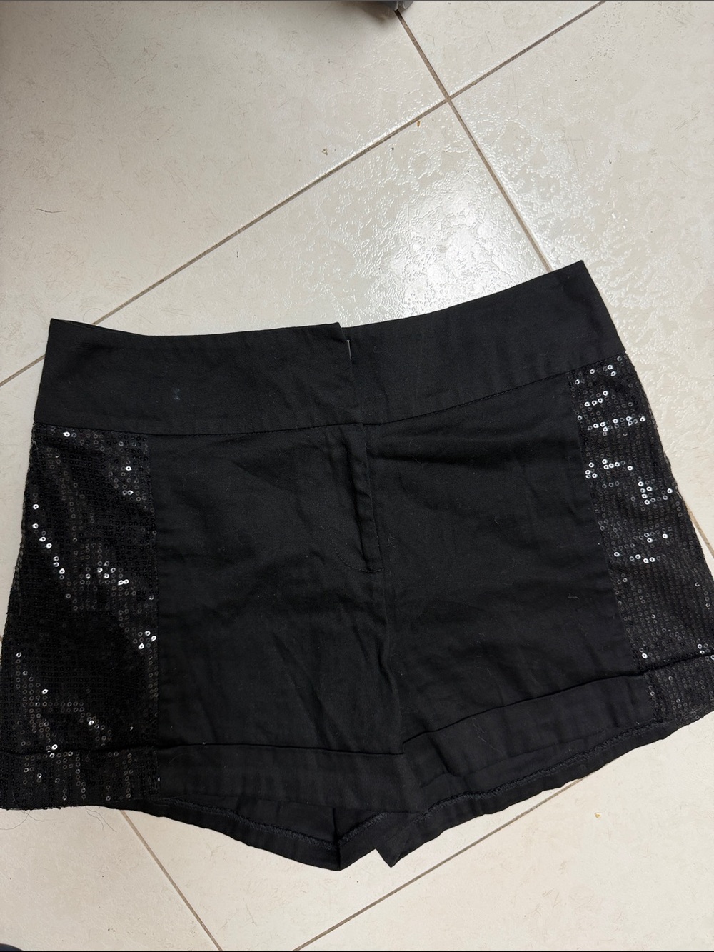 Alia Black Shorts with Silver Glitter Label